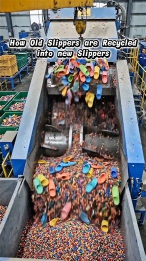 How Old Slippers Are Recycled Into New Slippers | Amazing Factory Recycling Process#shorts