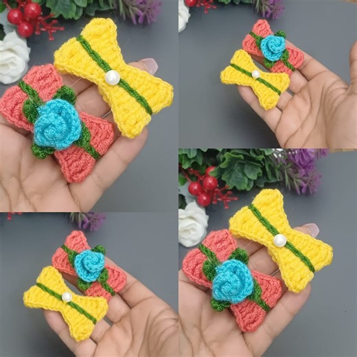 217K views · 1K reactions | Make awesome hair clips with crochet bows PART 4 | Knitter | Facebook