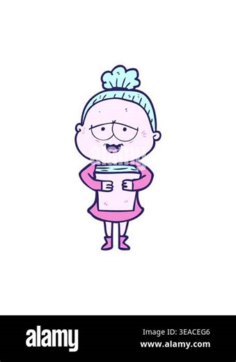shaking motion animation of cartoon of happy old lady Stock Video Footage - Alamy