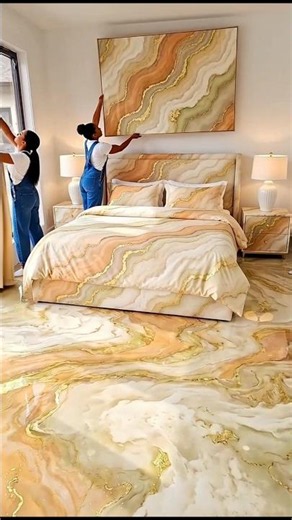 High-End Custom Marble Epoxy Flooring | Bespoke Luxury Bedroom Reveal #epoxyfloor #satisfying