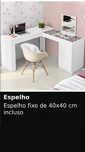 Escrivaninha Penteadeira Star com Espelho e Vidro