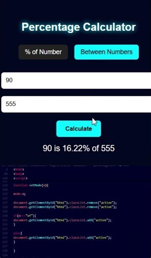 % percentage calculator #html,css,js #@scientific-lab #majioc of science