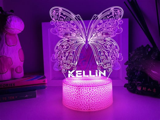 Personalized Butterfly Night Light | 16 Color Remote, Custom LED Lamp - Etsy Australia