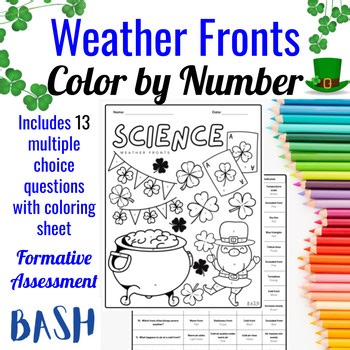 Weather Fronts Color by Number | St. Patrick’s Day Science Activity