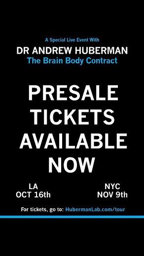 Andrew Huberman, Ph.D. on Instagram: "HUBERMAN LAB LIVE IN LOS ANGELES & NEW YORK • • LOS ANGELES (WILTERN THEATER) OCT 16th • NEW YORK CITY (BEACON THEATRE) NOV 9th “The Brain Body Contract” Lecture and interactive question and answer session on science and science related tools for mental health, physical health and performance. • Tickets available now at hubermanlab.com/tour The Password is: huberman - Please put any questions you have in the comments section below. Thank you for your interes