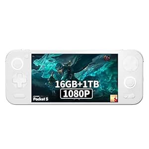 AYANEO Pocket S-6 Inches 1080P Handheld Android Video Game Console 1920x1080 Tablet PC Video Game Console Snapdragon G3x Gen 2 CPU (White, 16GB+1TB)