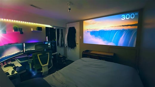 Under $200 budget projector bedroom setup (best cheap 1080p projector)