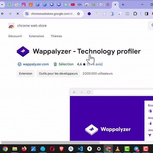 Wappalyzer est la meilleur extention pour navigateur pour savoir avec quel technologie est développer un site ou une application Web. #extentionchrome