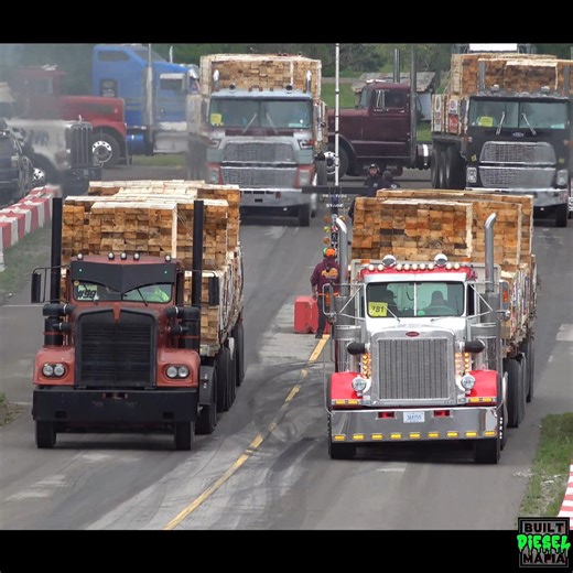 BUILT DIESEL MAFIA on Instagram: "Kenworth and Peterbilt send it uphill loaded down with 120k lbs at the 2025 Great Lakes Big Rig Challenge #peterbilt #diesel #fyp"