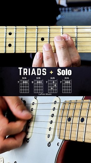 Triads Solo in D Major 🎸Compact chord shapes with solo notes mixed in. #Guitar #ChordProgression #GuitarSolo | LaPain Music