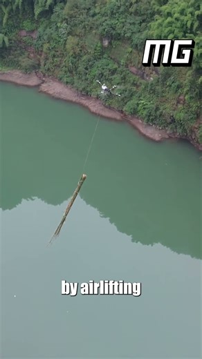Heavy-Lift Drones Transporting Bamboo