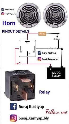 अगर आपकी गाड़ी का Horn slow / weak / काम नहीं कर रहातो ये 12V Relay wiring diagram ज़रूर देखो 👇