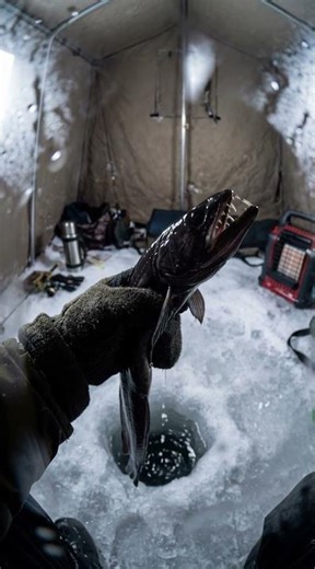 Under-Ice Fishing Horror 😨 #ScaryFish #BodyCam #nature #fishing #fish