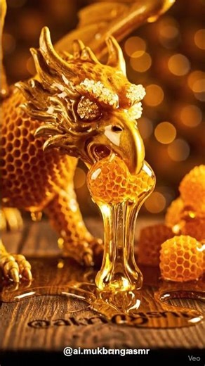 Veo 3 Example of AI Extreme Mukbang: Honey Eagle • Food Eating Itself • #ai #aishorts #veo3 #mukbang