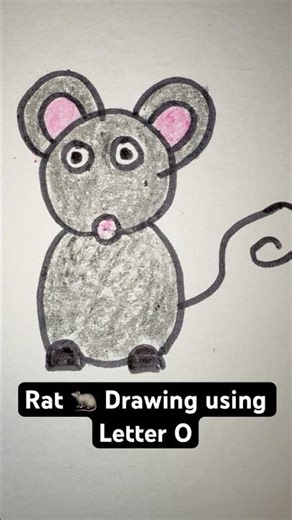 Rat 🐀 Drawing using Letter O | Rat Drawing #rat #animals #shorts #drawing #sketch #draw #mouse