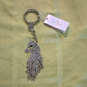 Kate Spade Wild Ones Silver Horse With Rhinestones Keychain NWT