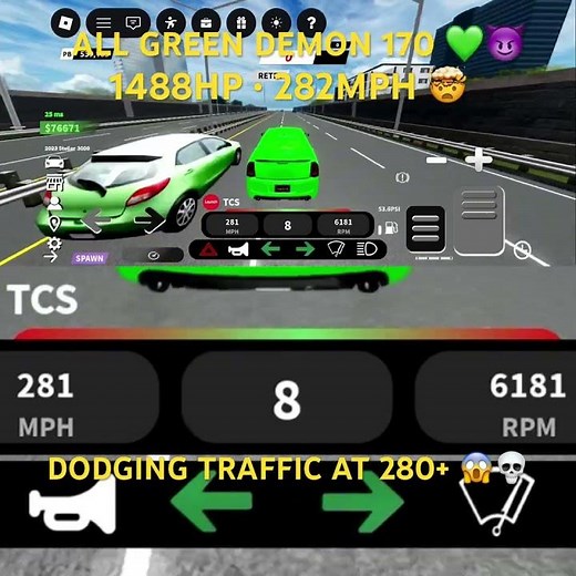 ALL GREEN Demon 170 Chrysler 300C 😈💚 | 1488HP • 282MPH (Traffic Dodge!)