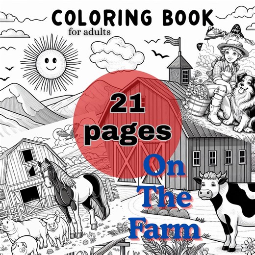 On the Farm Digital Coloring Book! A Farm Coloring Workbook for Kids or Adults. Farm Animals Coloring Book, Farm Coloring Book, SWME Crafts - Etsy