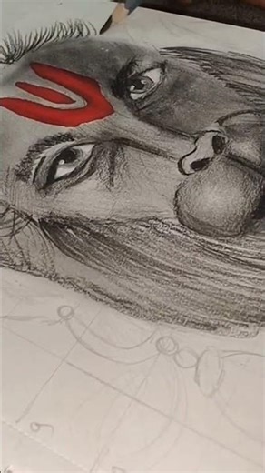 Lord Hanuman drawing using charcoal pencil _Face sketch #shorts