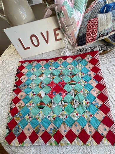 Vintage Patchwork Quilt Block: Hand-quilted Cotton Fabric, 1930s Repurposing - Etsy