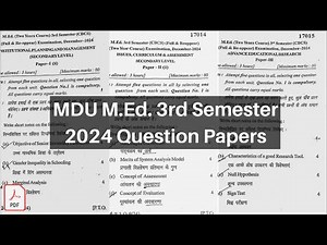 MDU M.Ed. 3rd Semester 2024 Question Paper All Subjects