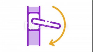 push handle to open window closure Icon Animation. color push handle to open window closure animated icon on white background
