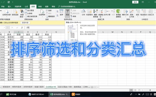 Excel 快速学会数据排序、筛选和分类汇总