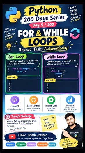 Python 200 Days: FOR Loop vs WHILE Loop - Quick Guide #Python #Data #IT