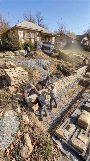 This Eroded Slope Got a MASSIVE Retaining Wall Transformation! 🤯 | Timelapse #timelapse #trending