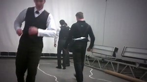 Some Sherlock behind the scenes fun because why not? Benedict Cumberbatch taking his clothes off for Mark Gatiss while Andrew Scott is rehearsing in the back. | Andrew Scott