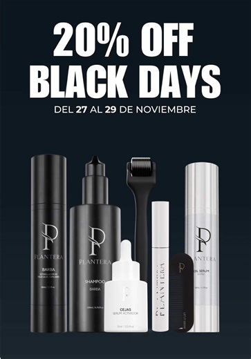 Solo por Black Friday, todo lo que necesitas para el crecimiento y cuidado capilar tiene 20% de descuento en Plantera. Puedes crear tu rutina: Activador de barba para más densidad, serum para cejas más definidas, pestañas con más volumen y productos para cuidar el cabello desde la raíz.