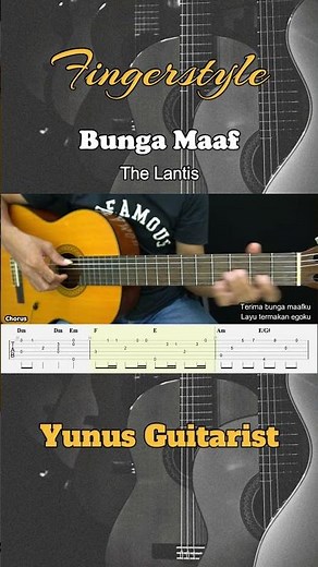 Bunga Maaf - The Lantis - Fingerstyle Guitar Tutorial + TAB & Lyrics #fingerstyle