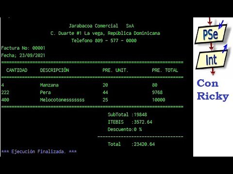 Factura electrónica en PSeInt + código gratis 😉 #PSeInt