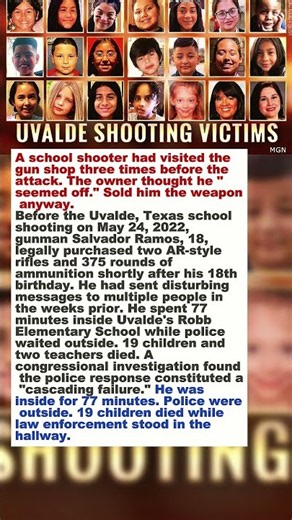 The Uvalde shooter was inside for 77 minutes. Police stood in the hallway. 19 children died. #shorts