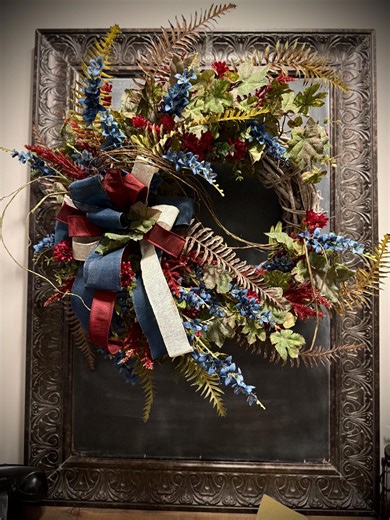 Rustic Americana Wreath, Red White Blue Farmhouse Door Decor, Summer Holiday Accent - Etsy