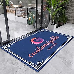 Custom Commercial Rug for Business, Personalized Logo/Text/Color/Size/Pattern Front Door Floor Entryway Welcome Doormat Outdoor and Indoor All Weather No-Slip Washable Area Entry Mats for Company