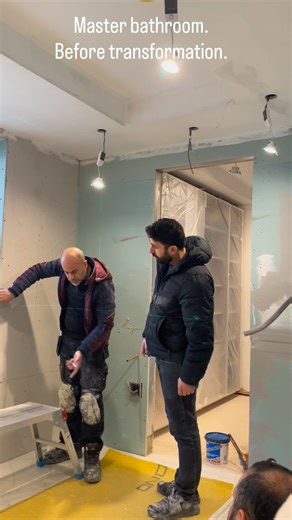 From an empty master bathroom to full 6mm slabs on walls and floors. Every measurement recorded, every slab cut and mitred in the workshop, then bonded and polished on site. Luxury isn’t rushed — it’s planned. 🔗 www.budgetclarity.co.uk #BathroomRenovation #LuxuryBathroomUK #BathroomDetails #LondonHomes #تشطيب_فاخر | Haitham Construction Limited