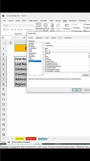 Create a simple and professional form in Excel #excel #shorts #exceltips