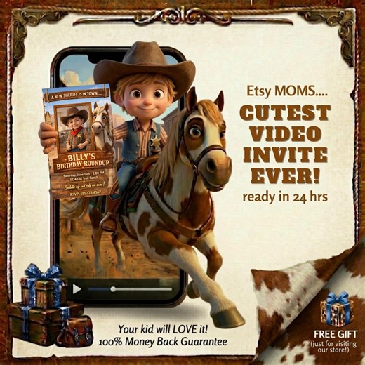 Wild West Animated Birthday Invitation Video | Cowboy Party Invite | Kids Birthday Invite | Boys Birthday
