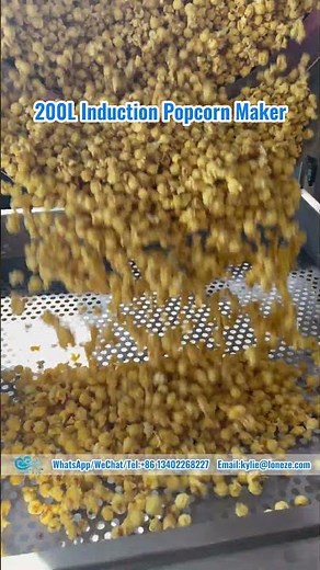 200L Electric Induction Popcorn Machine | 130kg/h High-Capacity Oil-Popped Popcorn Production #food