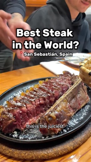 David Ona on Instagram: "top 5 meal and best steak of my life 😭😭 also $50/person is an insane deal imo 📍@barnestor1980 - San Sebastián, Spain (no hours listed on google maps but they post them daily on their IG story)"