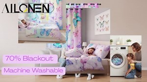 AILONEN Girls Butterfly Window Curtain,Colorful Butterflies Printed Window Drapes,Retro Boho Butterfly Grommet Curtain Room Decor,2 Panels Set, 42" W x 63" H