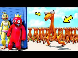 ANIMATRONICS AND AZUL BABÃO FOUND THE ORANGE MONSTER FROM RAINBOW FRIENDS? | GTA 5 FNAF MODS