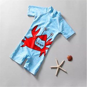 [Hot Item] Boy Swim Suit Round Neck Short-Sleeved One Piece Boy's Swimwear