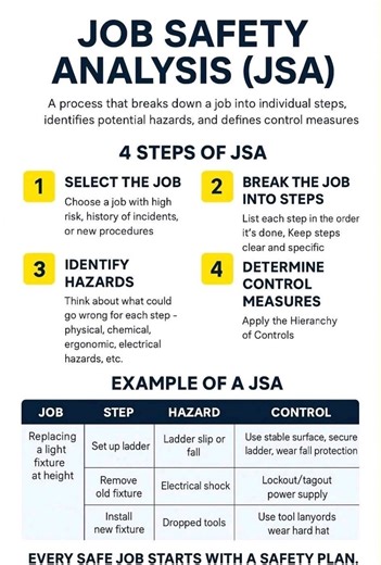 Job safety Analysis JSA #hsetechnical #construction #constructionlife #heightsafety #fallprotection | Hse Technical | Facebook