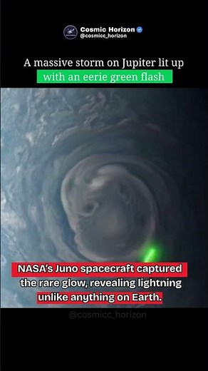 Jupiter’s Green Lightning Storm ⚡ A Rare Glow Captured by NASA 🚀 #space #trending #planet #universe