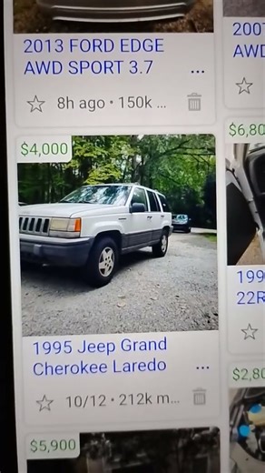 1995 jeep Cherokee Laredo 212k 4,000 nice jeep