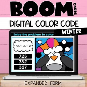 Expanded Form Boom Cards™ Digital Color Code: 1st and 2nd Grade Task Cards