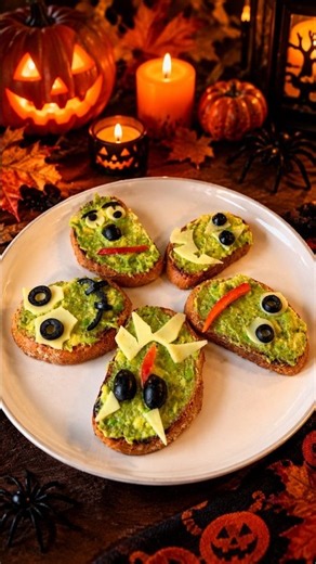 Halloween Monster Toasts | Easy Spooky Food Ideas!👻🥑 #halloween #recipe #snacks