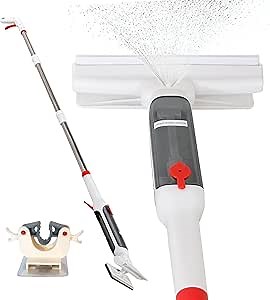 Window Cleaner with Front and Rear Cleaners + Expandable Sprayer - Window Vacuum Squeegee - Complete Kit for Glass, Windows and Mirrors, Quick Drying- Window Cleaner Tool - Car Window Cleaner Spray